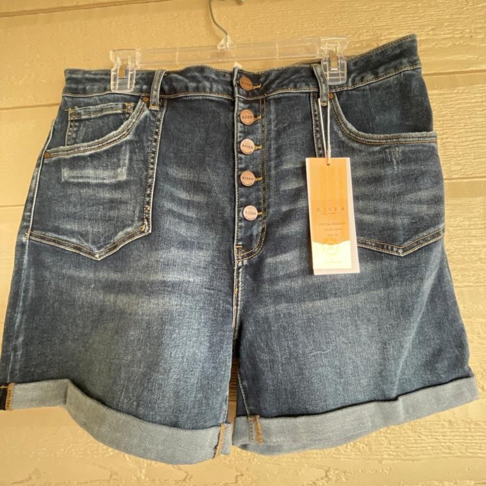 Brand New RISEN Ashlyn High Rise Button Fly Jean Shorts Size 3XL